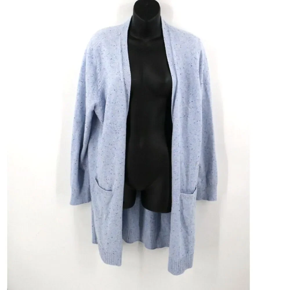Talbots Womens Long Line Open Cardigan Size XL Confetti Blue